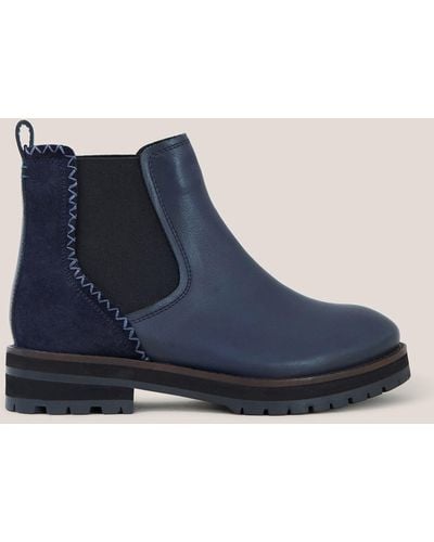 White Stuff Leather Chelsea Boots - Blue