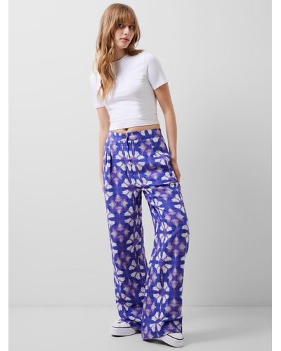 French Connection Dory Birdie Linen Blend Trousers - Blue