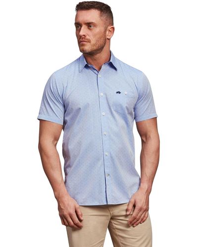 Raging Bull Short Sleeve Dobby Shirt - Blue