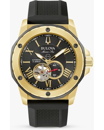 Bulova 98a272 Marine Star Automatic Heartbeat Silicone Strap Watch - Black