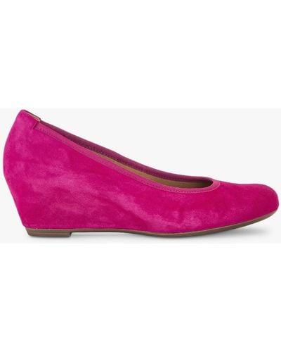 Gabor Fantasy Suede Wedge Heel Shoes - Pink