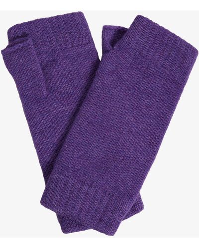 Brora Cashmere Fingerless Gloves - Purple