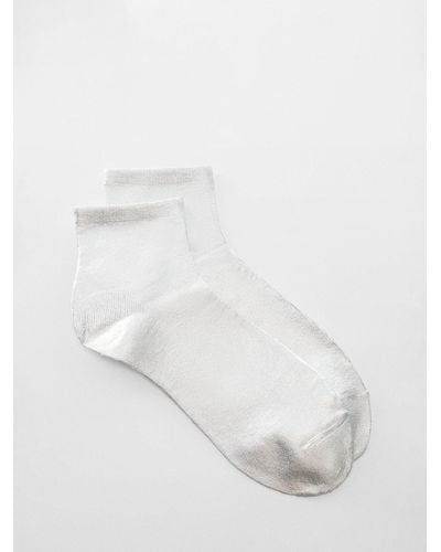 Mango Metallc Ankle Socks - White