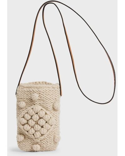 Gerard Darel Rosie Small Knitted Crossbody Bag - White