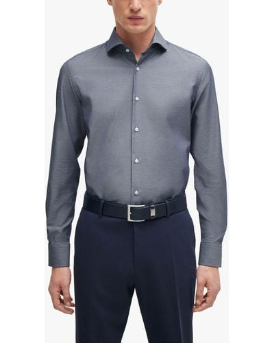 BOSS Boss H-hank Spread Slim Fit Shirt - Blue