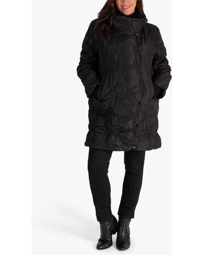 Chesca Quilted Embroidered Coat - Black
