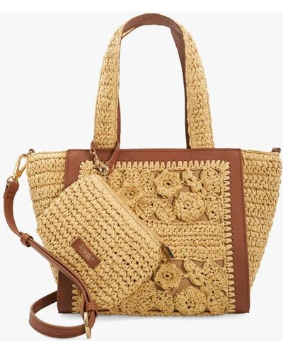 Dune Daisy Floral Applique Embellished Handbag - Natural