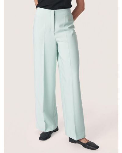 Soaked In Luxury Corinne High Waisted Wide Legs Trousers - Blue