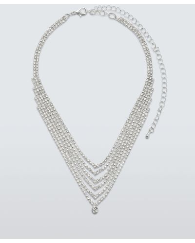 John Lewis Multi-row Diamante Statement Layered Necklace - White