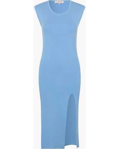 A-View Rib Slit Midi Dress - Blue