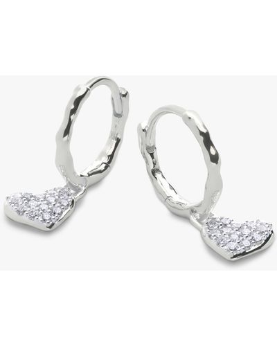 Monica Vinader Diamond Heart Drop Earrings - Natural