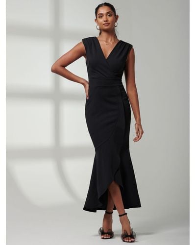 Jolie Moi Mabruka Frill Maxi Dress - Black