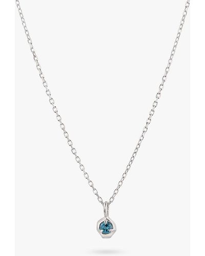 Dinny Hall Thalassa Mini Blue Topaz Pendant Necklace - White