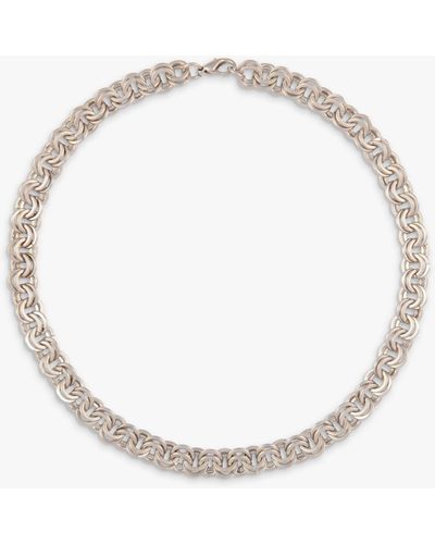 Susan Caplan Vintage Rediscovered Collection Brushed Interlocking Links Chain Necklace - White