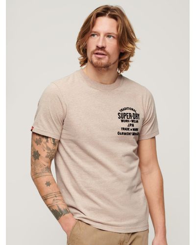 Superdry Workwear Flock Graphic T-shirt - Natural
