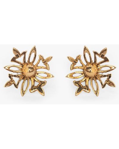 L & T Heirlooms Second Hand 9ct Yellow Gold Floral Stud Earrings - Metallic