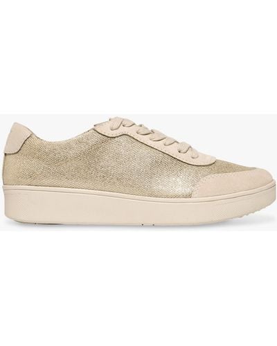 Fitflop Rally Metallic Leather Blend Trainers - Natural