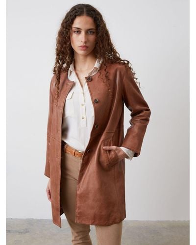 Gerard Darel Magie Leather Coat - Brown