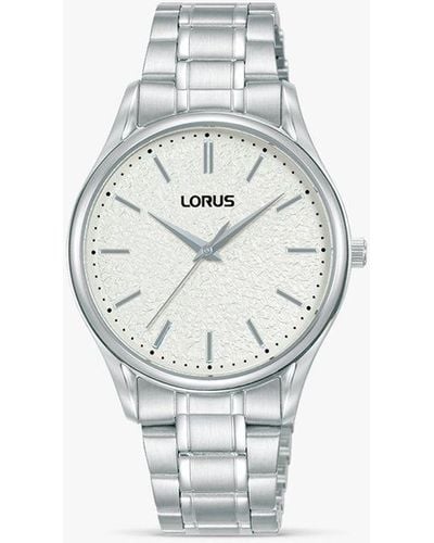 Lorus Moon Surface Dial Bracelet Strap Watch - White