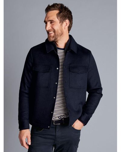 Charles Tyrwhitt Pure Wool Harrington Jacket - Blue