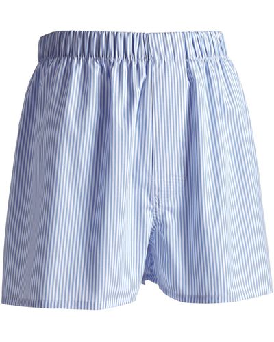 Charles Tyrwhitt Stripe Print Cotton Boxer Shorts - Blue