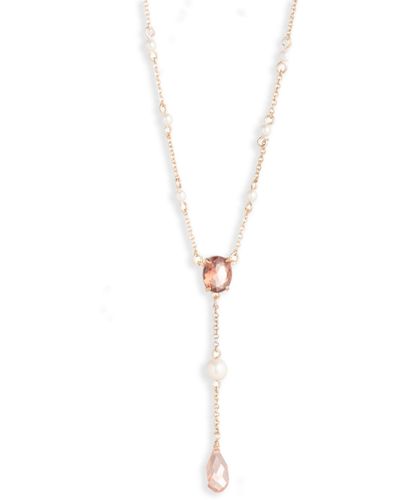 Ralph Lauren Lauren Faux Pearl Y-neck Necklace - White