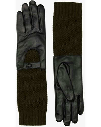 Unmade Copenhagen Perla Leather And Wool Blend Long Gloves - Black