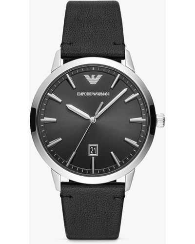 Emporio Armani Ar11193 Date Leather Strap Watch - White