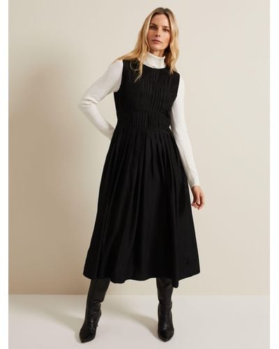 Phase Eight Nala Pleated Midi Dress - Black