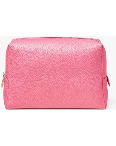 Aspinal of London Large Pebble Leather Toiletry Bag - Pink