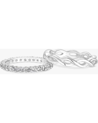 Simply Silver Cubic Zirconia Infinity Ring Set - White