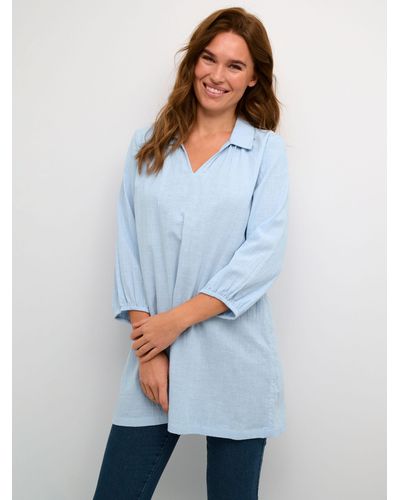 Kaffe Emily Casual Fit Johnny Collar Tunic - Blue