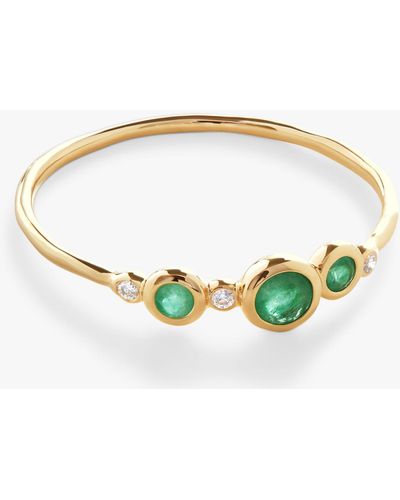 Monica Vinader Emerald & Diamond Cluster Ring - Green
