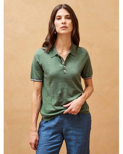 Brora Contrast Trim Cotton Polo Shirt - Green
