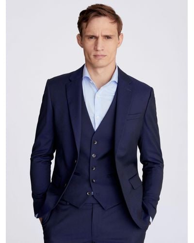 Moss Slim Fit Stretch Suit Jacket - Blue