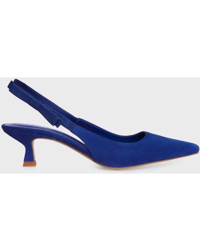 Hobbs Safia Suede Slingback Kitten Heel Court Shoes - Blue
