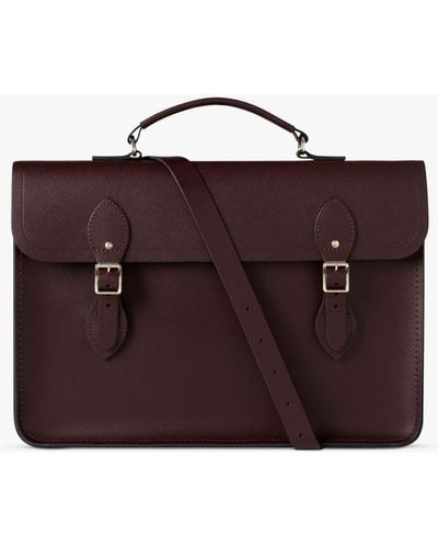 Cambridge Satchel Company Large Leather Briefcase - Purple