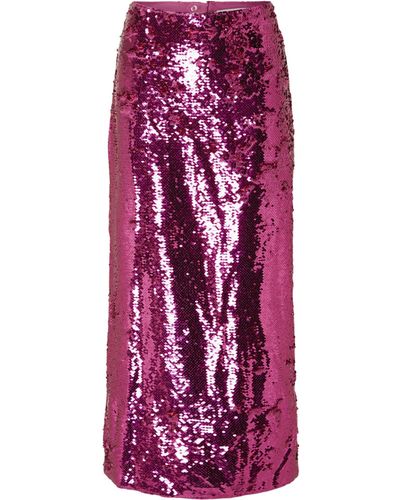 SELECTED Omina Sequin Midi Skirt - Purple