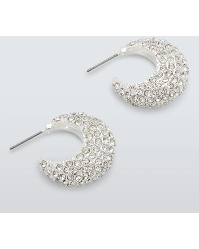 John Lewis Diamante Encrusted Half Hoop Earrings - White