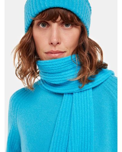 Whistles Rib Knit Scarf - Blue