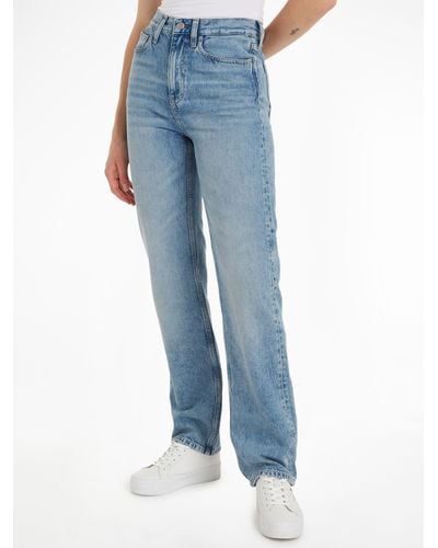 Calvin Klein High Rise Straight Leg Jeans - Blue