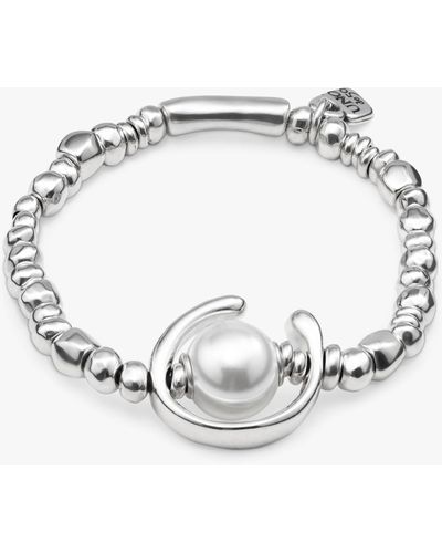 Uno De 50 Beaded Pearl Stretch Bracelet - Metallic