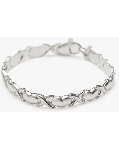 Simply Silver Heart Kiss Bracelet - White