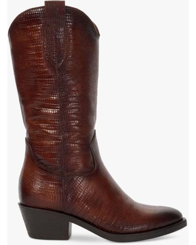 Dune Tangle Reptile-effect Leather Western Boots - Red