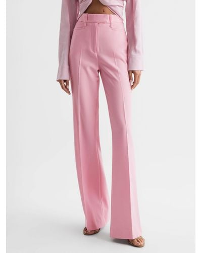 Reiss Petite Blair Wool Blend Flared Trousers - Pink