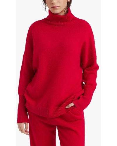 Chinti & Parker Cashmere Roll-neck Jumper - Red