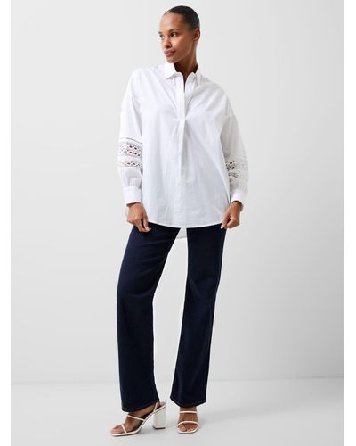 French Connection Rhodes Emboroidered Sleeve Shirt - White