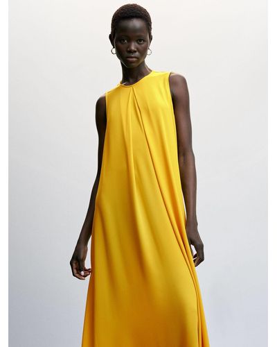 Mango Linda-a Strap Flowy Dress - Yellow
