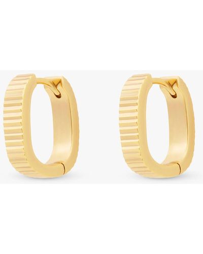 Wanderlust + Co Wanderlust + Co Ribbed Bar Huggie Hoop Earrings - Metallic