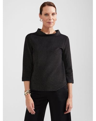 Hobbs Betsy Sparkle Roll Neck Top - Black